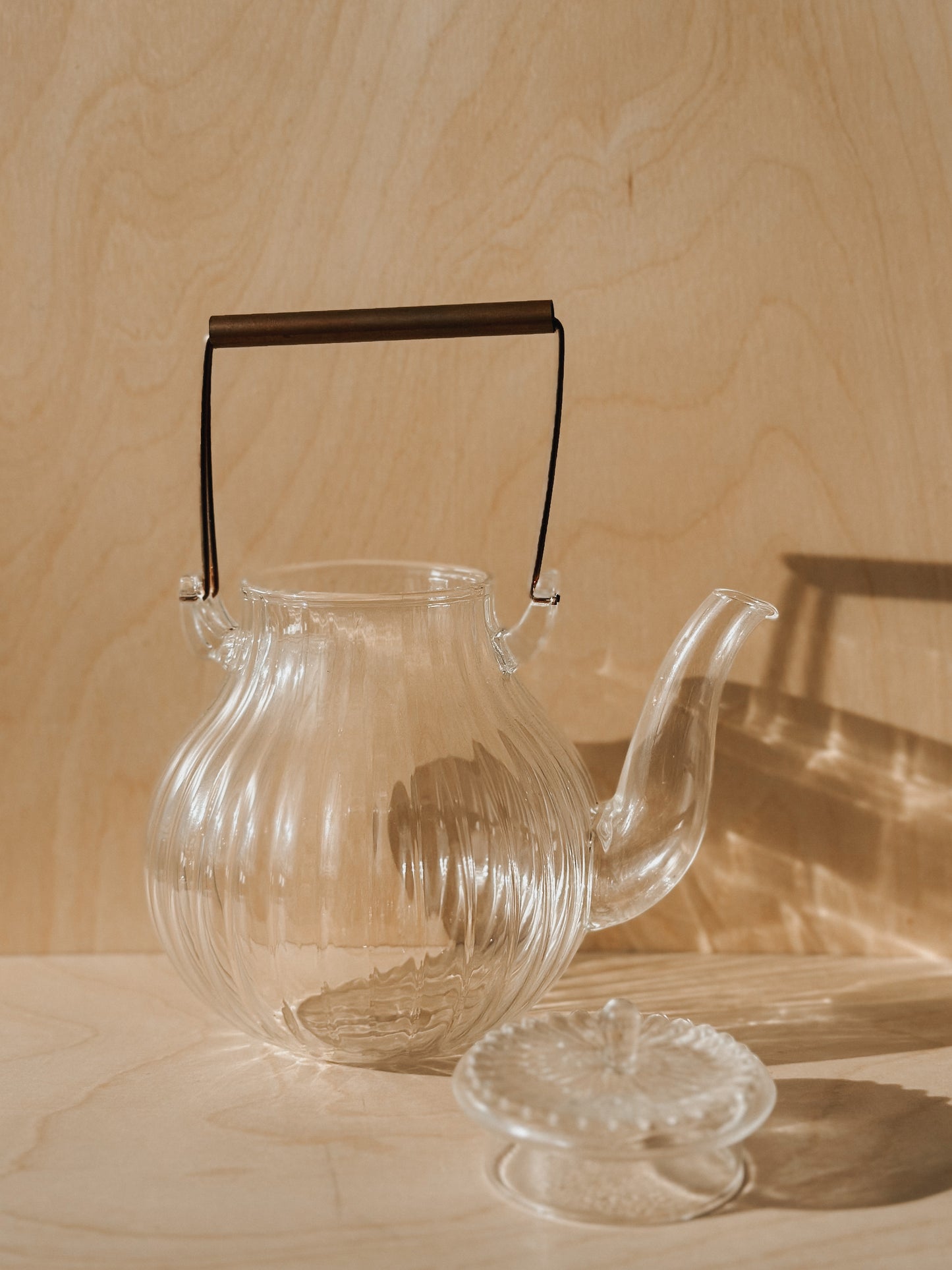 Copper Handle Glass Teapot