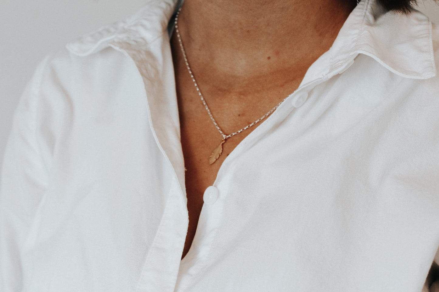 Fledgling Necklace - 24k gold plate and sterling silver