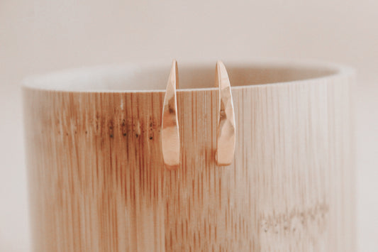 Journey Hammered Earrings -  24k gold plate and sterling silvern
