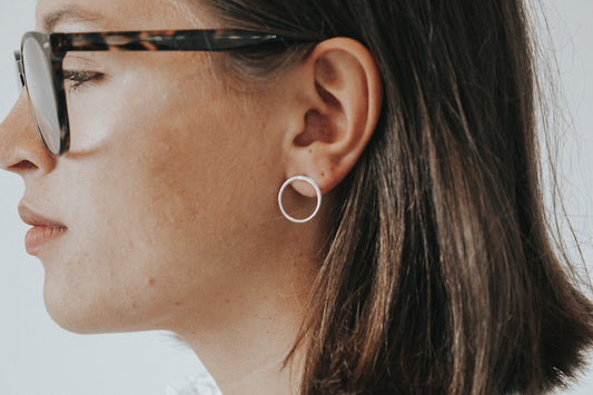 View of The World Hoop Earrings - 24k gold plate and sterling silver