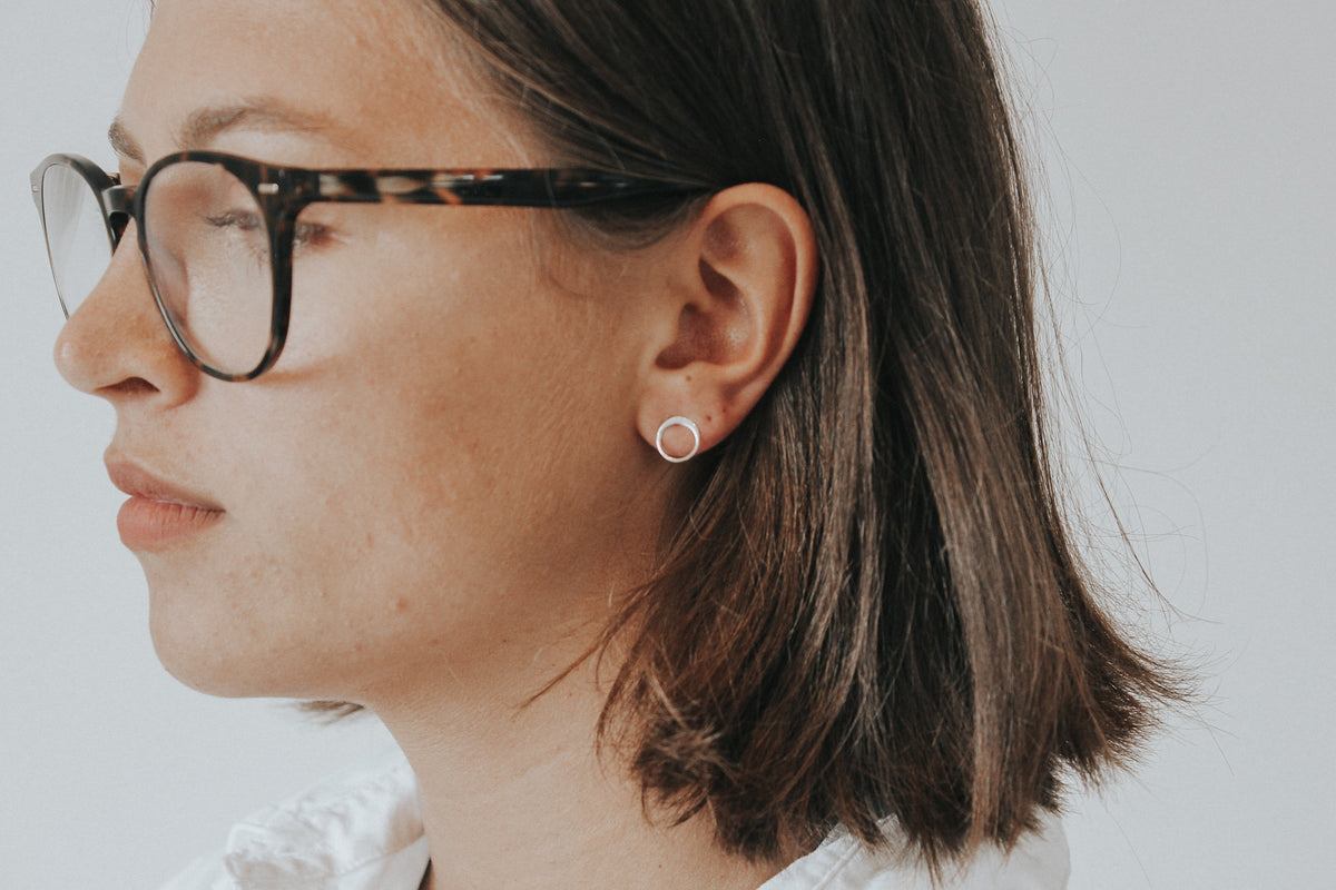 View of The World Stud Earrings - 24k gold plate and sterling silver - Timmy Smith