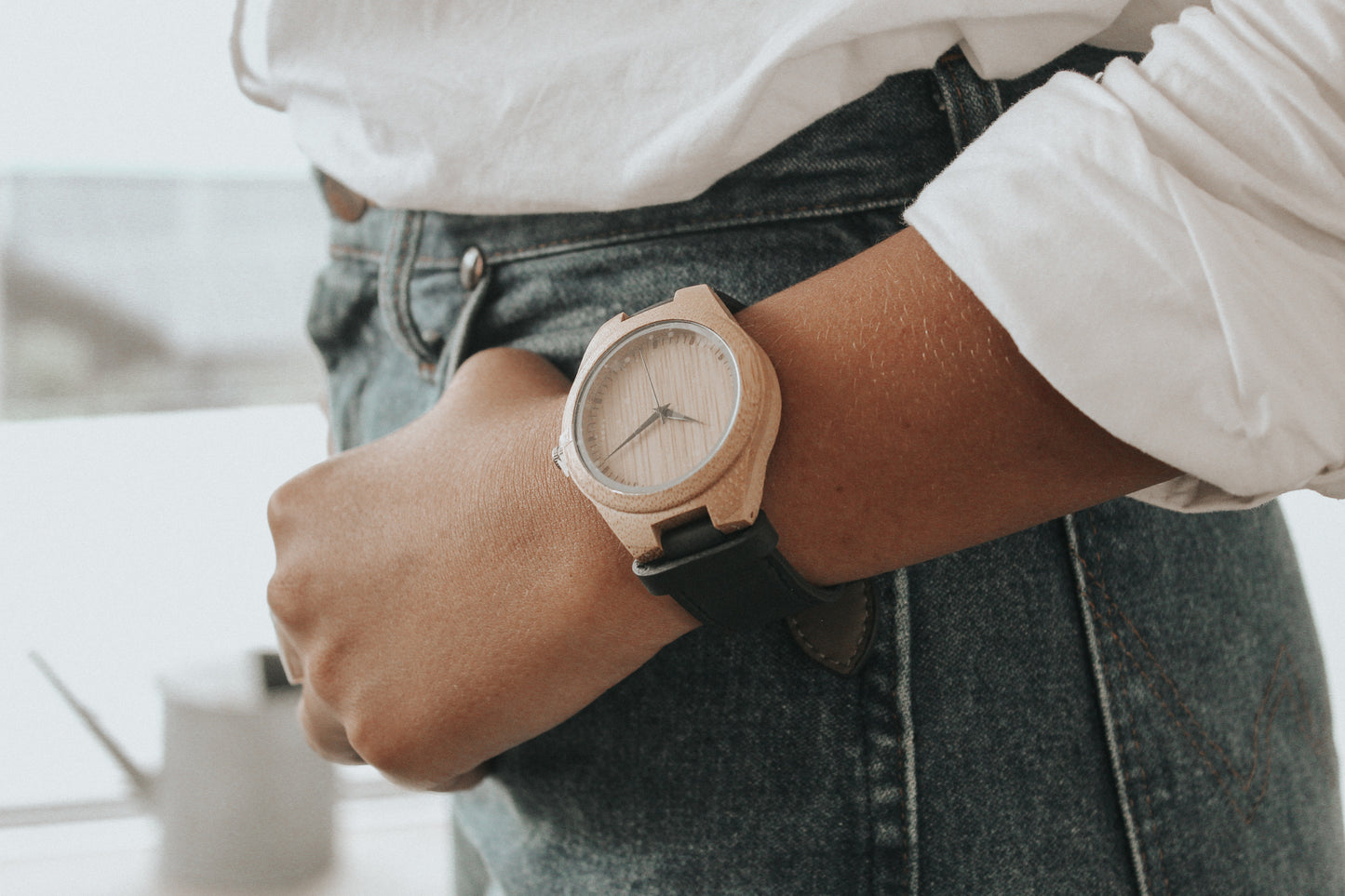Bamboo and Leather Watch
