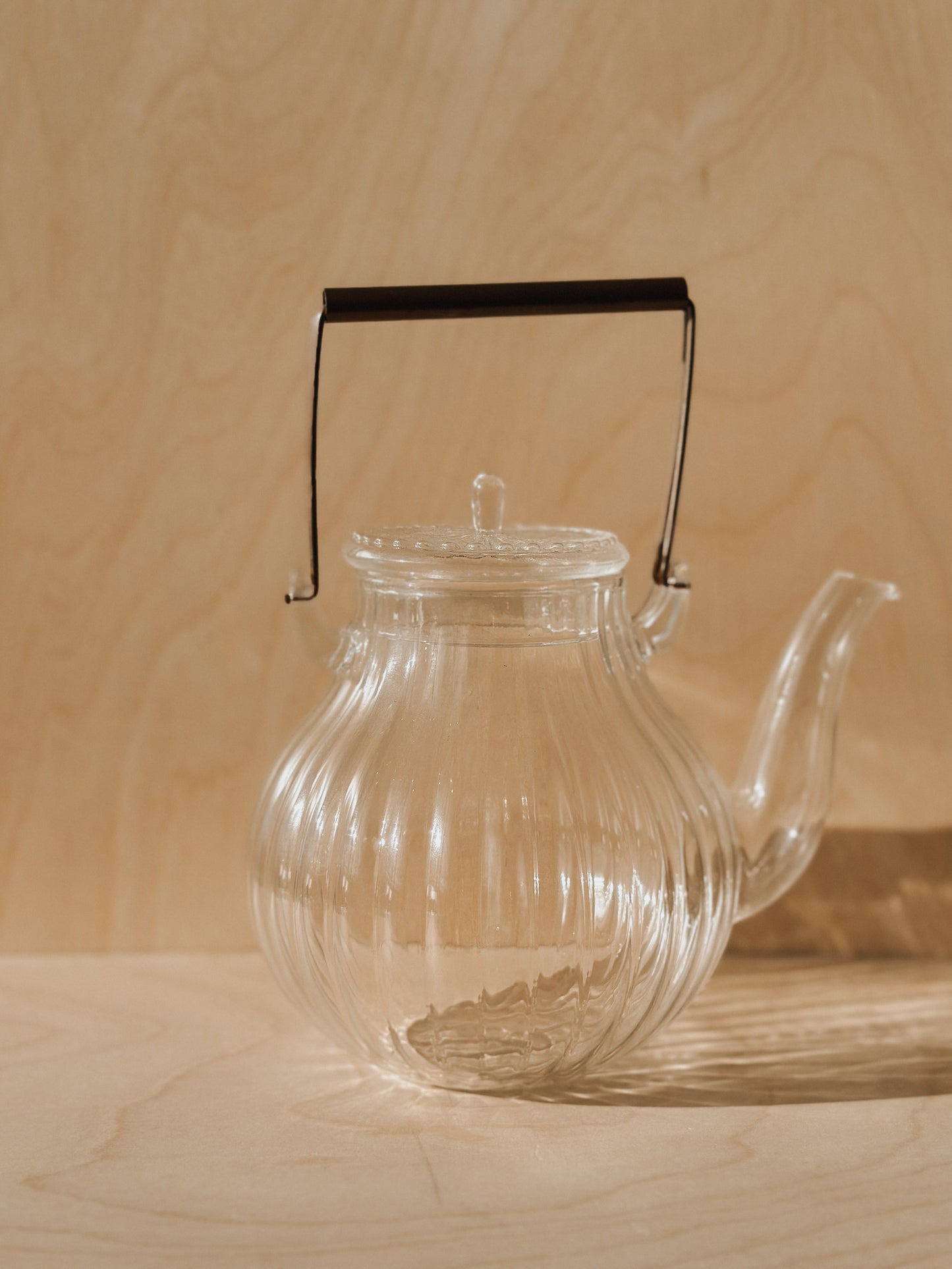 Copper Handle Glass Teapot