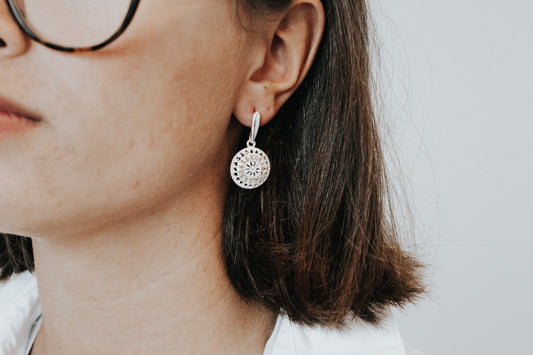 Connective Kina Earrings - sterling silver