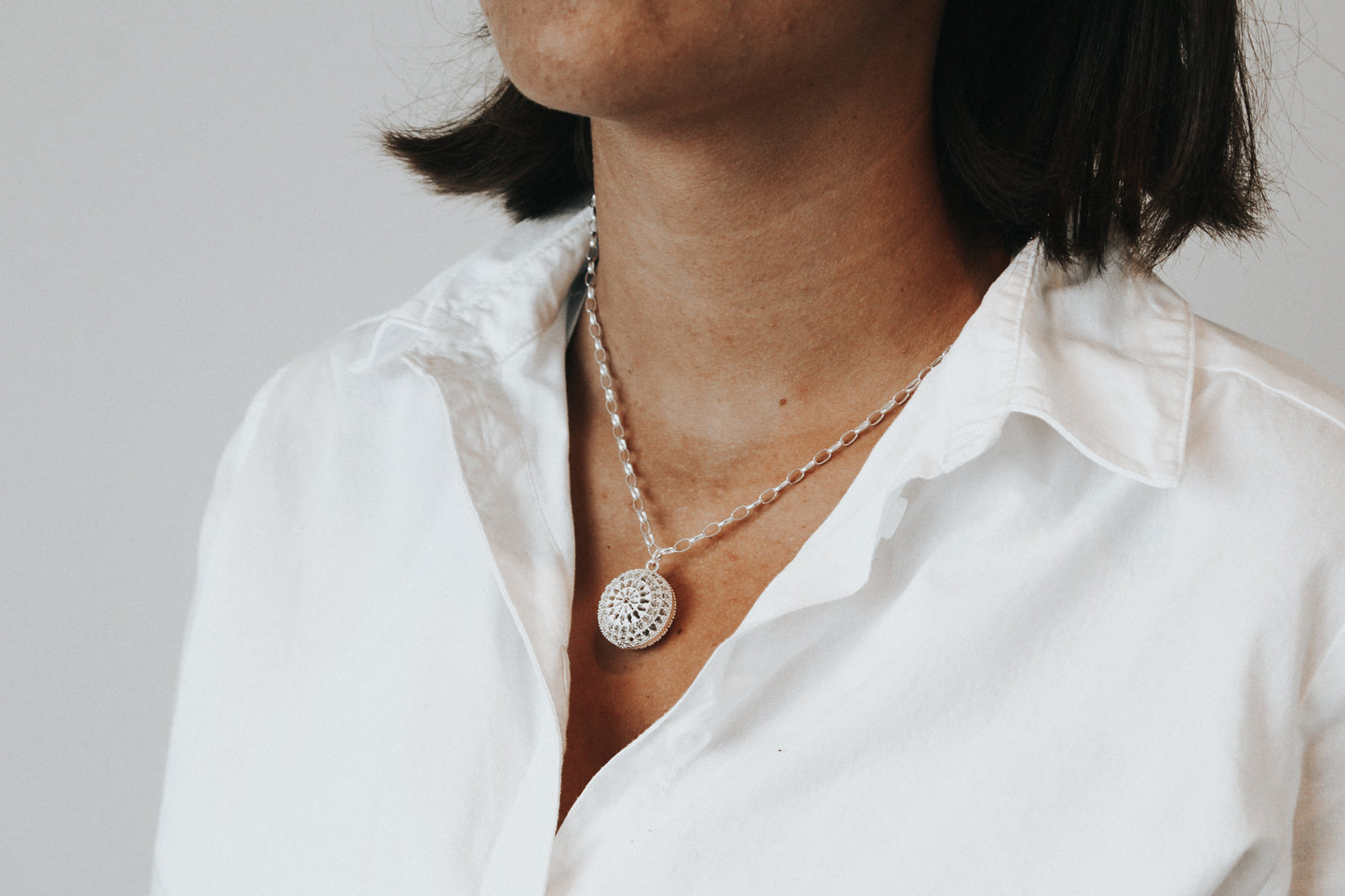 Connective Kina Necklace - sterling silver