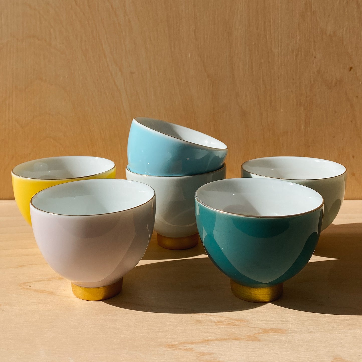 Gold Rimmed Porcelain Cups x 6
