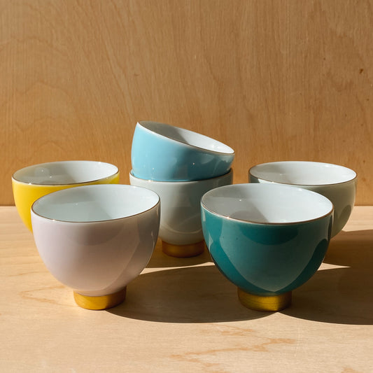 Gold Rimmed Porcelain Cups x 6